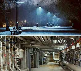 لوله کشی آب گرم در زمستان زیر شهر